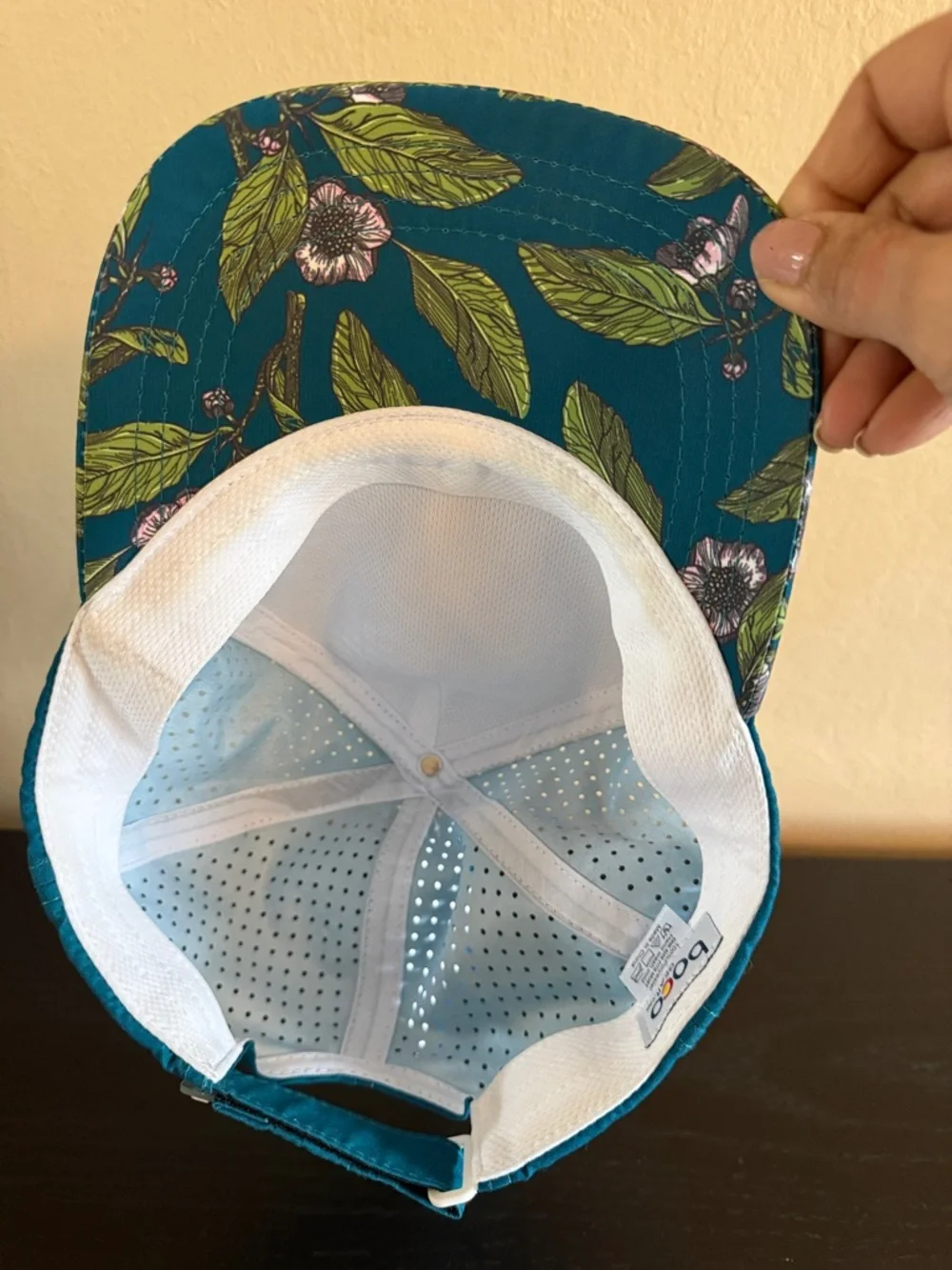 BOCO Gear The Tea Spot Floral Trucker Hat Teal Pink Technical Running Cap OSFA